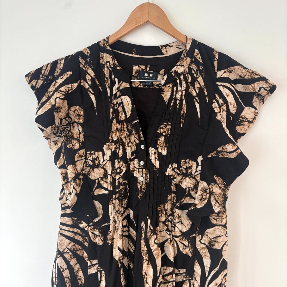 Anthropologie Black Maxi Dress with Tan Floral Motif - Picture 4 of 13